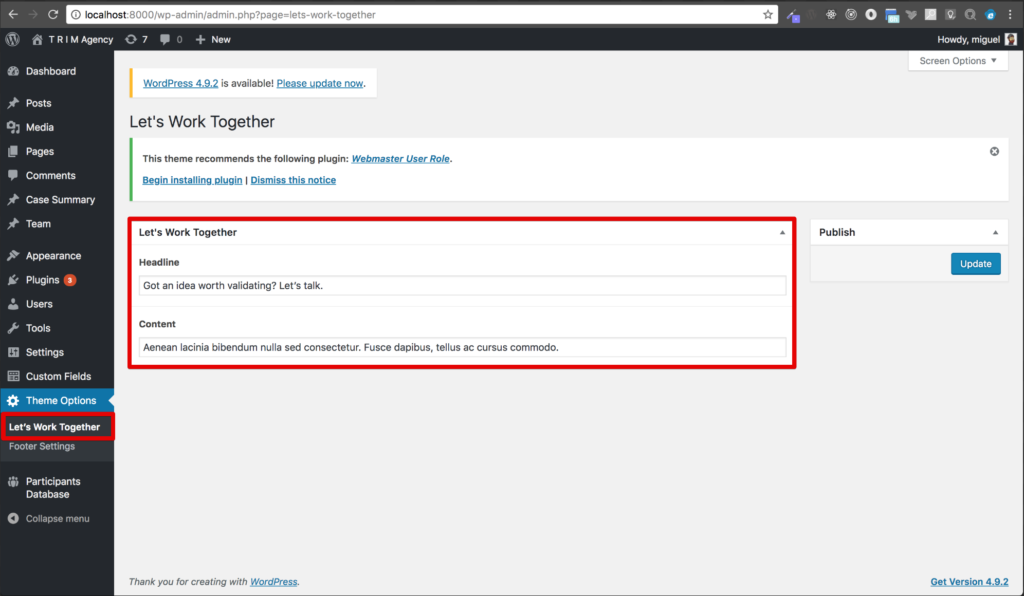Global Custom Fields in Wordpress with ACF Pro - T R I M